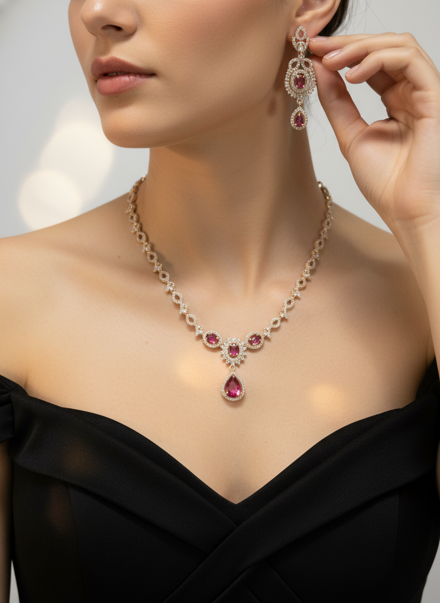 American Diamond Jewellery Set 18