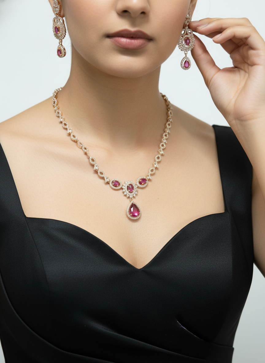 American Diamond Jewellery Set 18